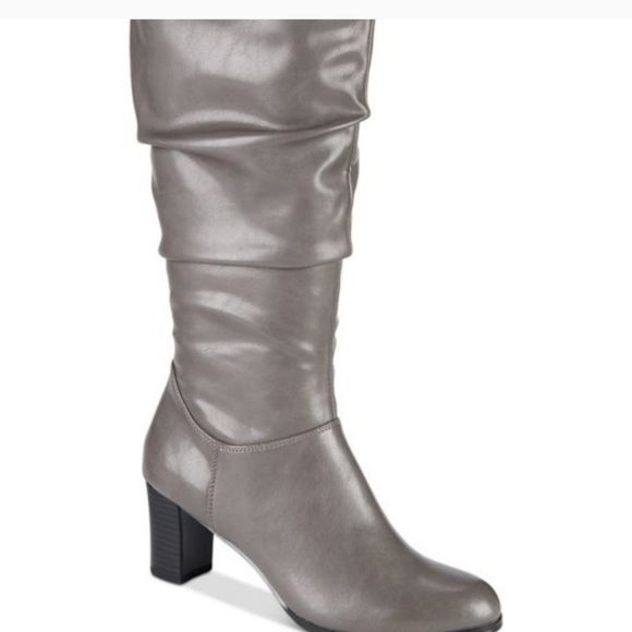 Easy Street Gray Mid Calf Heeled Boots - Picture 2 of 7